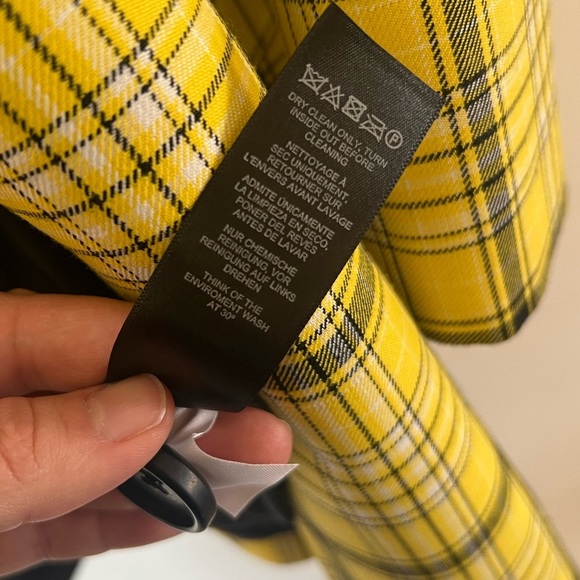 ASOS Yellow & Black Plaid Long Preppy Blazer Size 2 - Picture 9 of 10